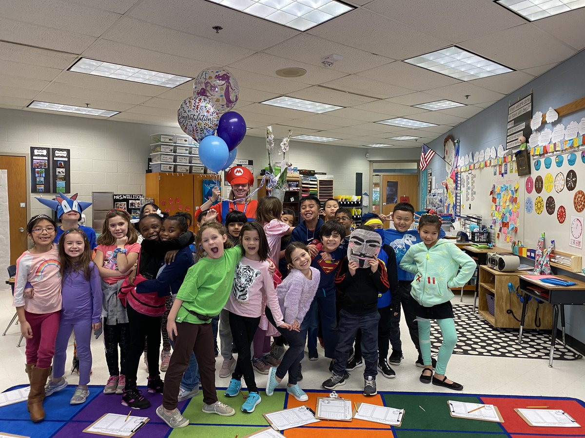 rbasilio13's tweet photo. Congratulations to @alibritmum Alison Willison for winning Fairfax Pyramid New Teacher of the Year! @WSESfox look how much her students LOVE her! #willowpride #bestteacherEVER #2ndgraders https://t.co/3kAPiWkpw4