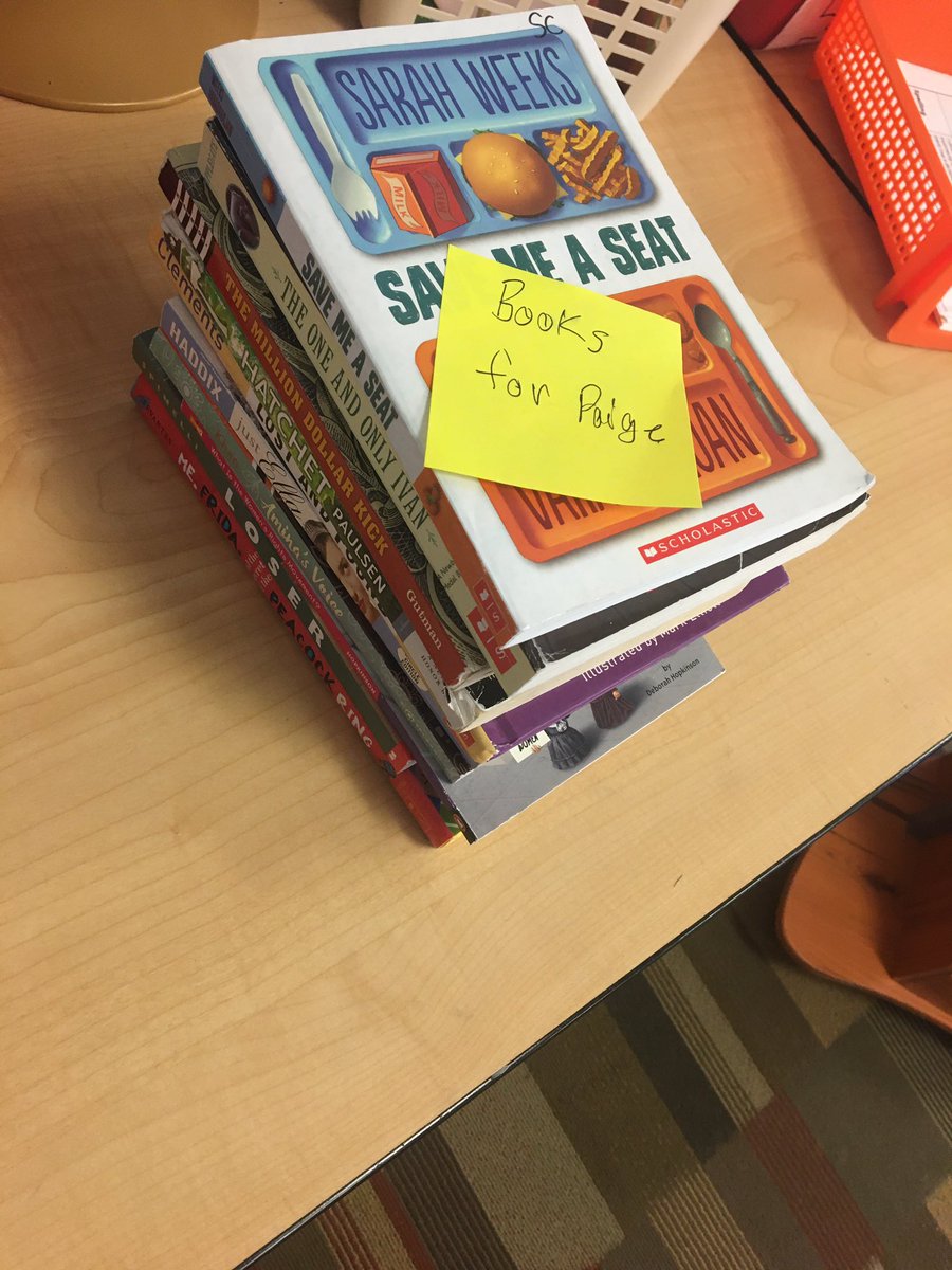 ShiplesStars's tweet photo. One student wasn’t sure what to read next. Before I could recommend a few books, another student had curated a whole pile for her to choose from! @GreenbriarD28 @D28Northbrook https://t.co/lKX5EY1LNX