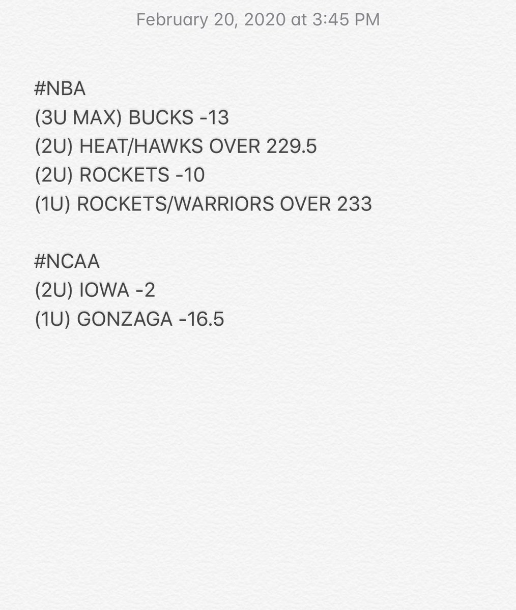 ColossalBets's tweet photo. PREMIUM MEMBERS:
4 PLAYS TONIGHT, 2 MAX BOMBS💣
DM TO GET THE SELECTIONS

LAST NIGHT:

#NBA
BUCKS -13✅
HEAT/HAWKS OVER 229.5✅
ROCKETS -10✅
ROCKETS/WARRIORS OVER 233✅

#NCAA
IOWA -2✅
GONZAGA -16.5✅

6-0 +$11,000
17-3 L/20 Plays

$19.99 for all plays.
Venmo/PayPal accepted. https://t.co/xv8eE21kEz