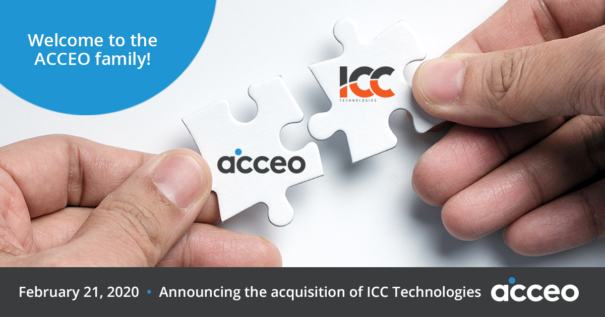 ACCEO SOLUTIONS INC. ACQUIRES INFORMATIQUE CÔTÉ COULOMBE INC

Read the full article --> bit.ly/2T24ibG

Join us in welcoming ICC to the ACCEO family!