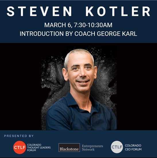 CoachKarl22's tweet photo. Excited to be introducing @steven_kotler and “Flow” to Denver next month! Hope you can join me and attend!! @BEN_Colorado 

https://t.co/5djyFuHyIW https://t.co/VP8d79Arj0