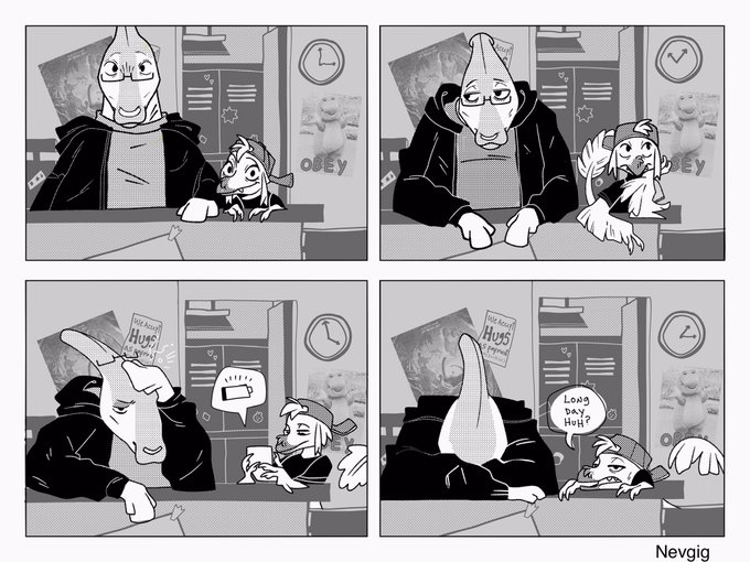 First try with the food mart dinos and their comics :3c some more will come in every now and then, vinny and patty usually have boring shifts 