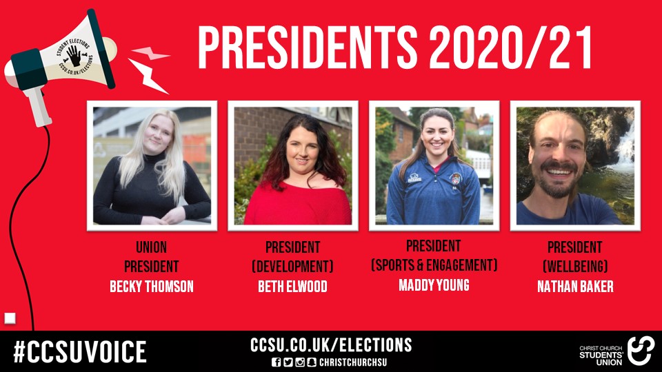 christchurchsu's tweet photo. Here's a little report on the Student Elections with all the winners plus some of the slides from the Results Night presentation https://t.co/vI36urX61k

Thank you to everyone who was a part of #ChristChurchVotes 🗳️ https://t.co/JKXKV4jwn1