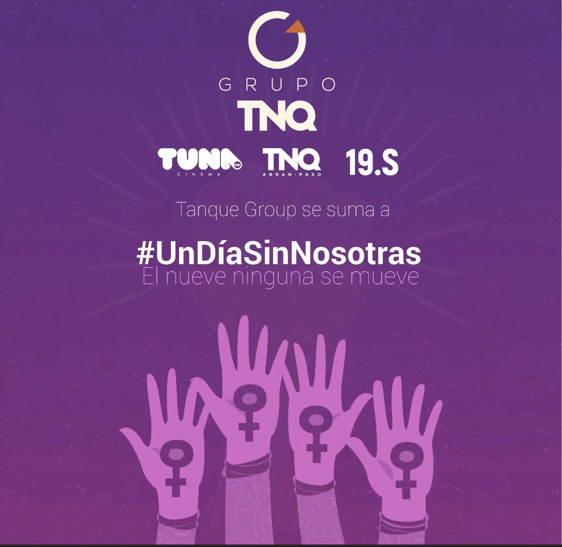 veritl's tweet photo. Ante el aumento de los niveles de violencia hacia las mujeres nos unimos al Paro Nacional, porque exigimos un país más seguro y más justo, para todas. Este nueve, ninguna se mueve!
#UnDíaSinNosotras #UnDíaSinMujeres #AbranPaso #TanqueGroup #LasIdeasNosHaránLibres https://t.co/Ba8zv9fLte