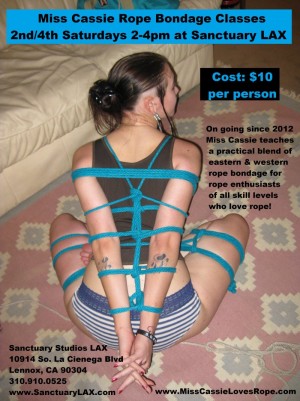 NaughtyLAGirl's tweet photo. Miss Cassie's Rope Bondage Class tomorrow Feb 22, 2pm #LAEvents #BDSMLA #FetishLA https://t.co/GMsgWENjJq https://t.co/VEKm0fThhE