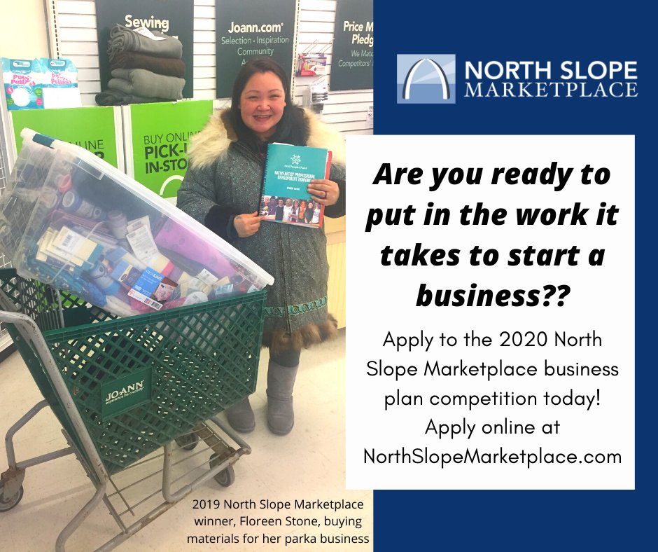 Seeking entrepreneurs! The 2020 North Slope Marketplace business plan competition is now accepting applications! Win up to $25,000 for your business idea! Open to ASRC Shareholders only. Application deadline April 30. <a href="/ASRC_AK/">ASRC</a> 

Apply online at ow.ly/daCq50xWyiA