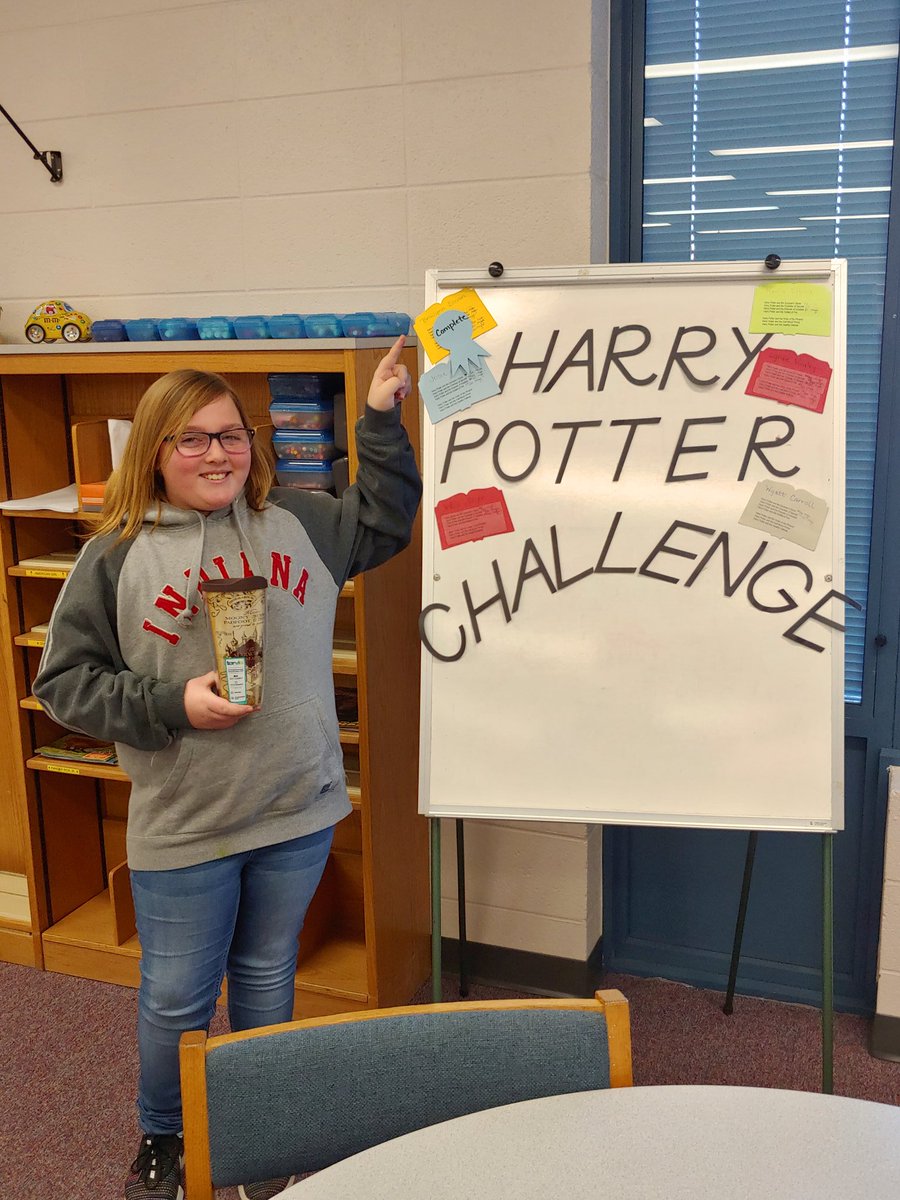 Congratulations to Brailynn for completing the Harry Potter Challenge...all the books in one school year with an 80% or better comprehension score!!! She picked the Harry Potter Tervis cup for her prize.
#jcde
