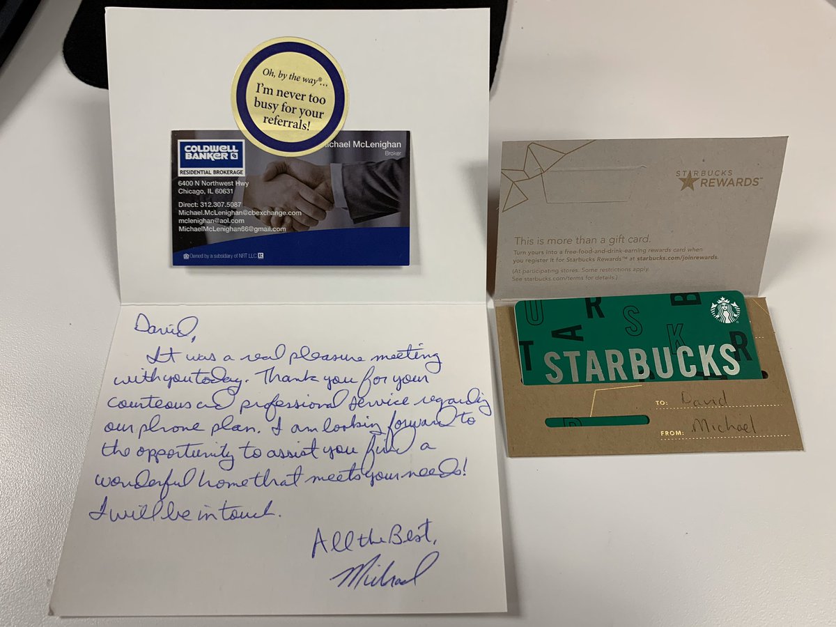 This is what it’s all about! When your customer is so happy and thrilled with your service they send you a Starbucks gift card and a hand written letter! Nicely Done by <a href="/DavidM_0990/">David M</a>   #ParkRidge #GLM #WeAreGLM #LifeAtATT