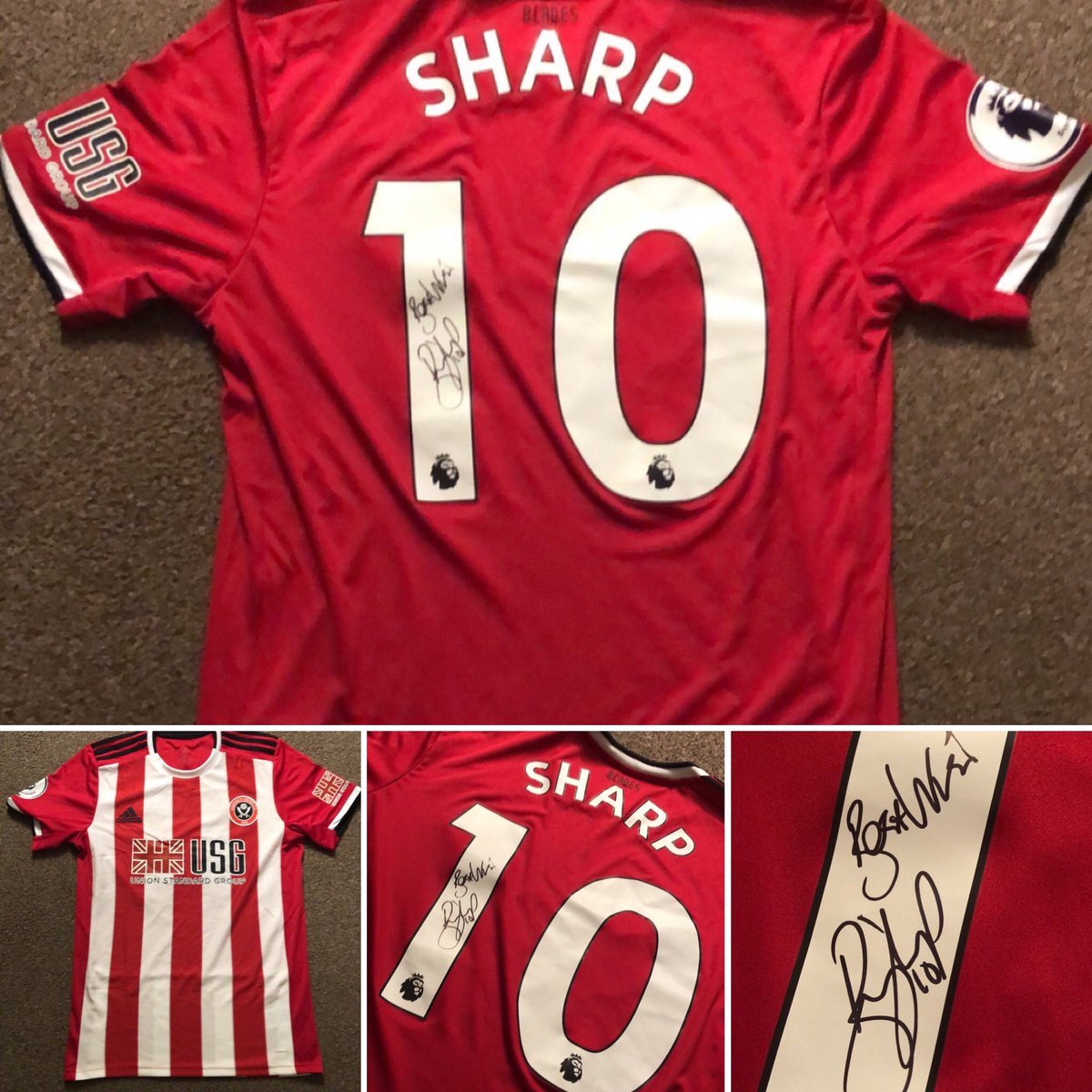 emswfc's tweet photo. Me and my family are auctioning the SUFC 19/20 signed Billy Sharp shirt to raise money for Cancer Research. We already have a bid of £100! Send me a message if you’d like to make a bid! Thank you so much! Please retweet if you can too! @billysharp10 #sufc #CancerResearch ❤️ https://t.co/zTZIOdfeST
