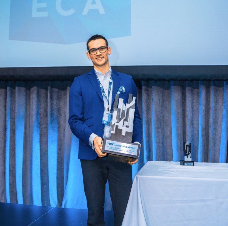 RichardAHaas's tweet photo. I was honoured to be awarded the YBG Leadership Award at the annual Builders Connect earlier this month; alongside a #YEG &amp; #ECA legend, Neil McFarlane, the recipient of the Claude Alston lifetime achievement award. #ecabuildsyeg #ypmerge https://t.co/mAEmX7FO8v