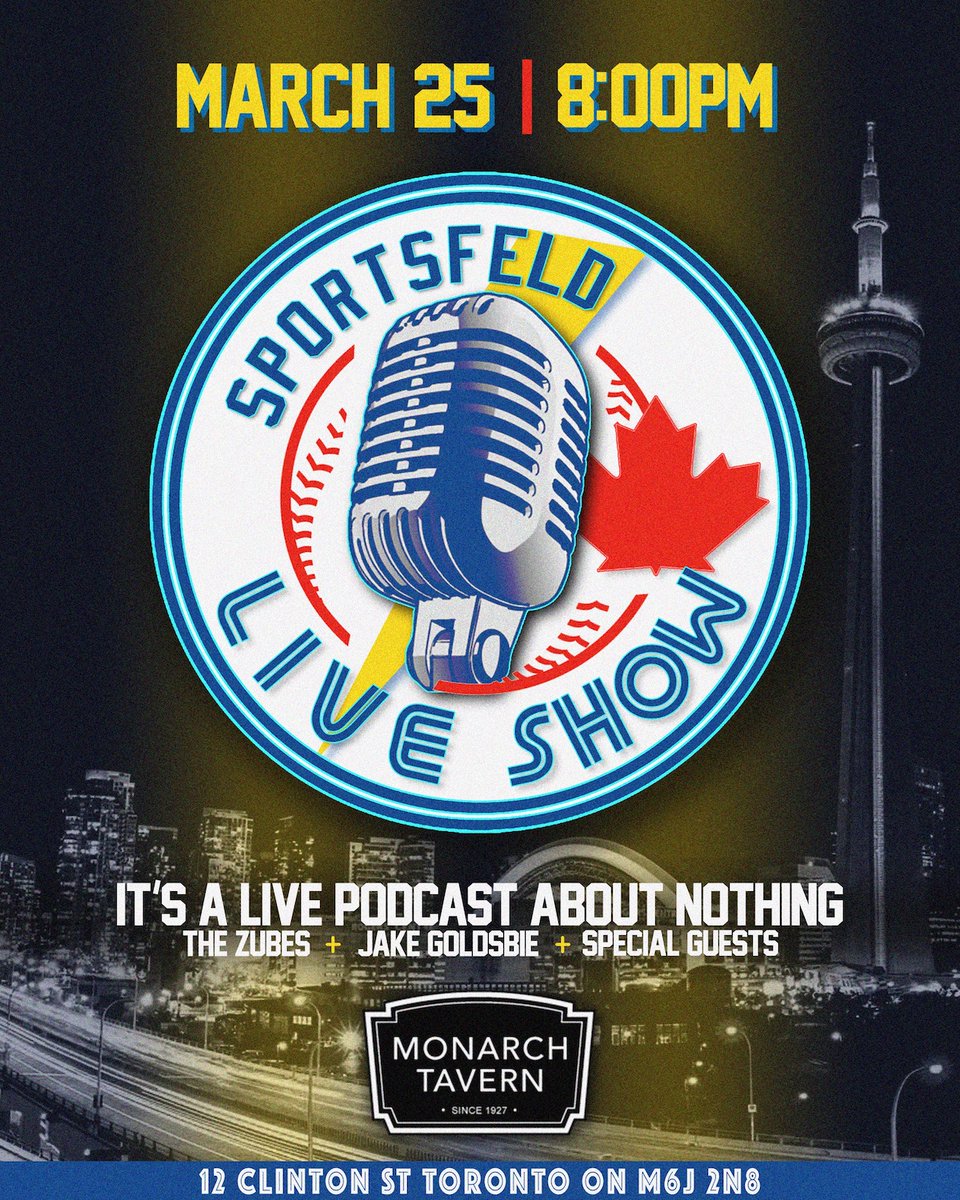 Join us on March 25th at the @MonarchTavern for Sportsfeld Live! 🎟 : bit.ly/livefeld