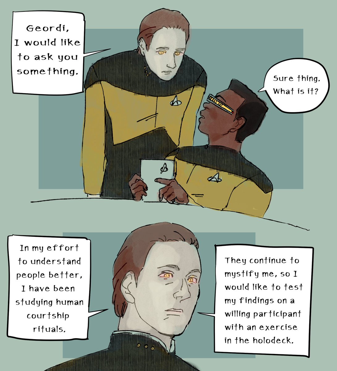 yolkqu's tweet photo. I HAVE TO GET THIS SHIT OUTTA MY SYSTEM i luv star trek tng any daforge -ies in the land tonight https://t.co/noSHvUAYWc