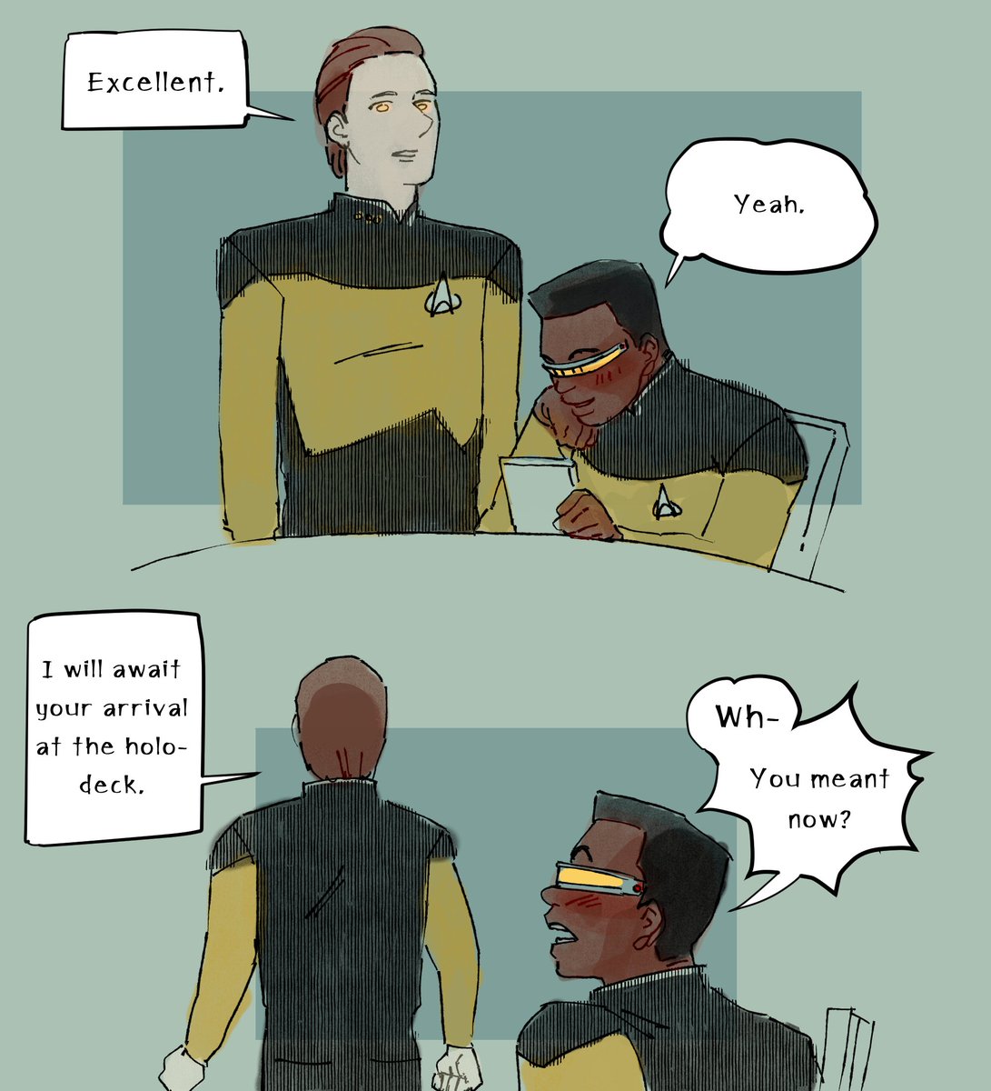 yolkqu's tweet photo. I HAVE TO GET THIS SHIT OUTTA MY SYSTEM i luv star trek tng any daforge -ies in the land tonight https://t.co/noSHvUAYWc