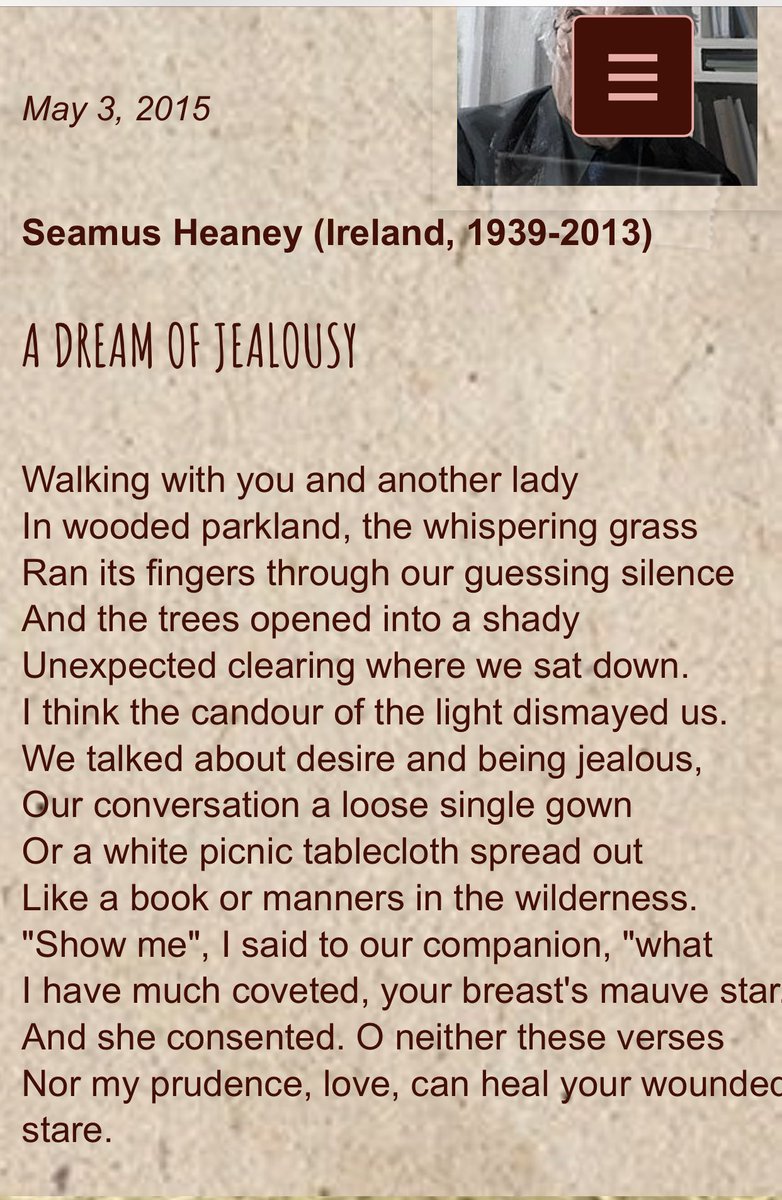Eamonn Mallie on Twitter "Poem .. ‘A Dream of Jealousy’ is a powerful