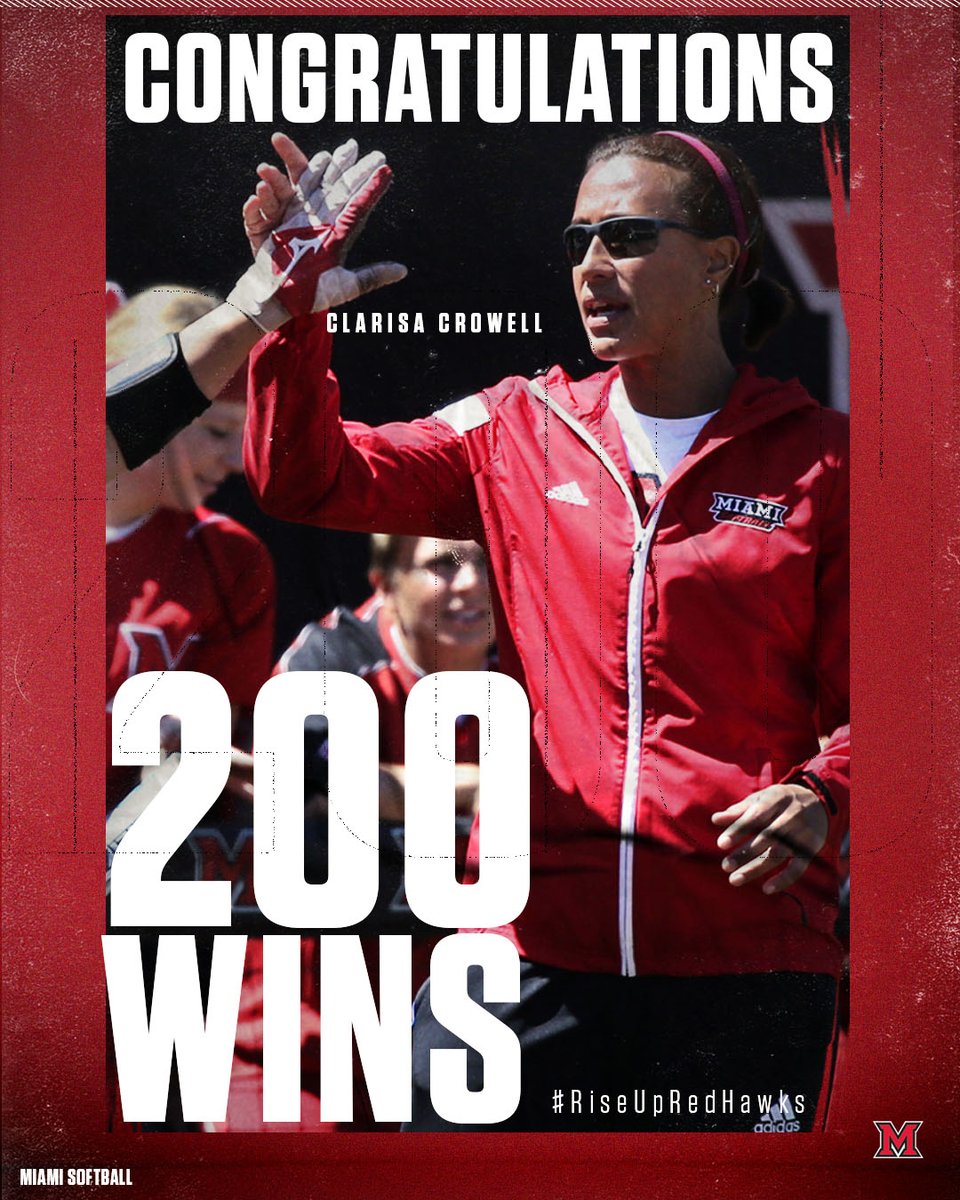 Congratulations to @RedHawkCoachC on her 200th win at Miami!!!

#LoveandHonor #RiseUpRedHawks
