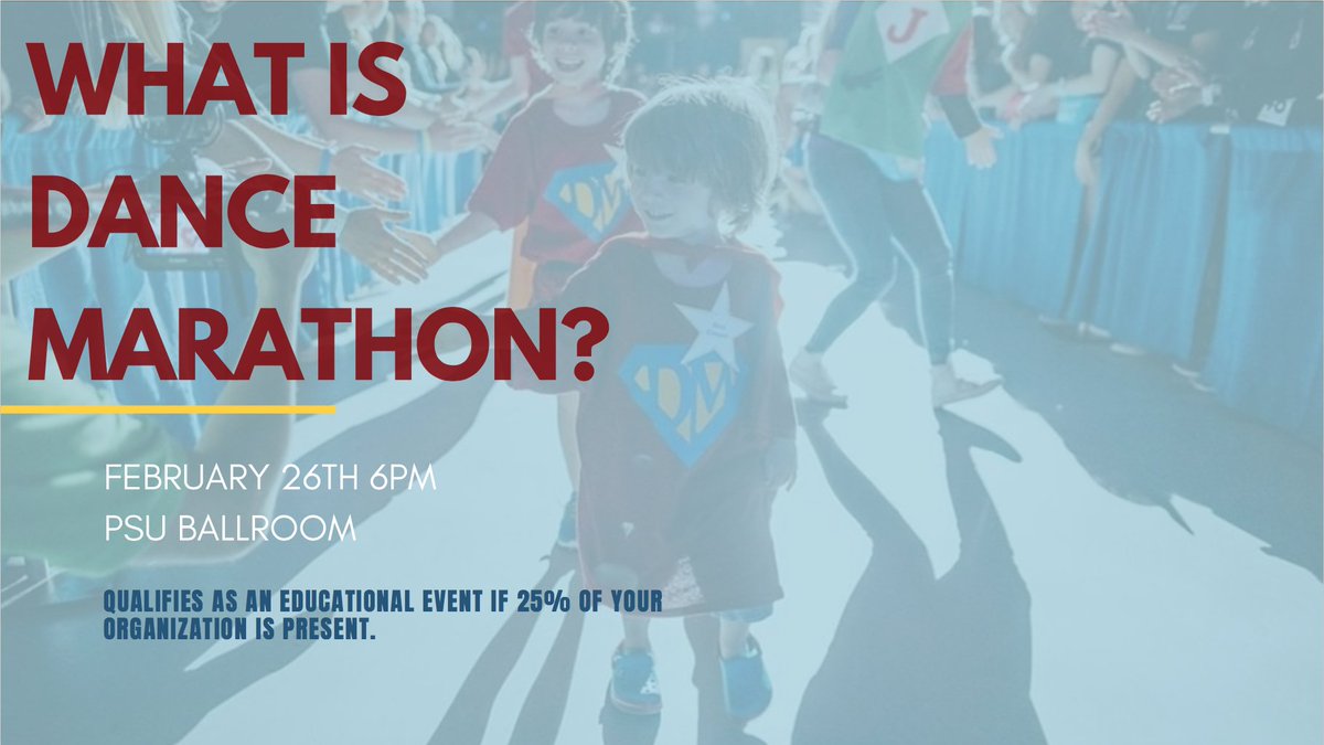 DMatMoState's tweet image. Join us Wednesday night in the PSU Ballroom to learn more about what Dance Marathon is, how you can get involved, and meet the kids and families we are supporting! Also, there will be free food! Qualifies as an educational event is 25% of your organization is present.