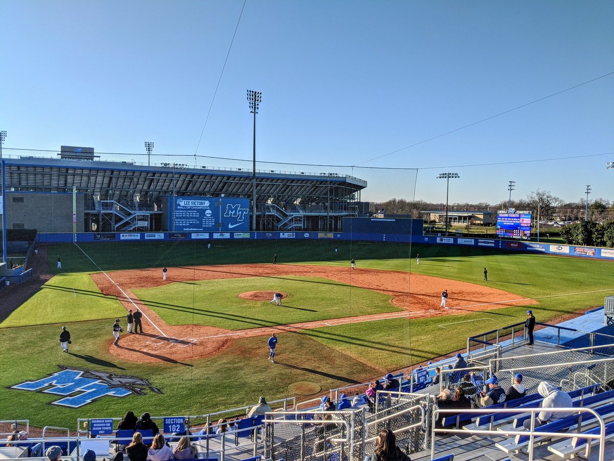 MTSU's tweet photo. Play Ball! @MT_Baseball is up 4-0 on Evansville. #MTSUBaseball #BlueRaiders #attaboy https://t.co/0pl7H09oRb