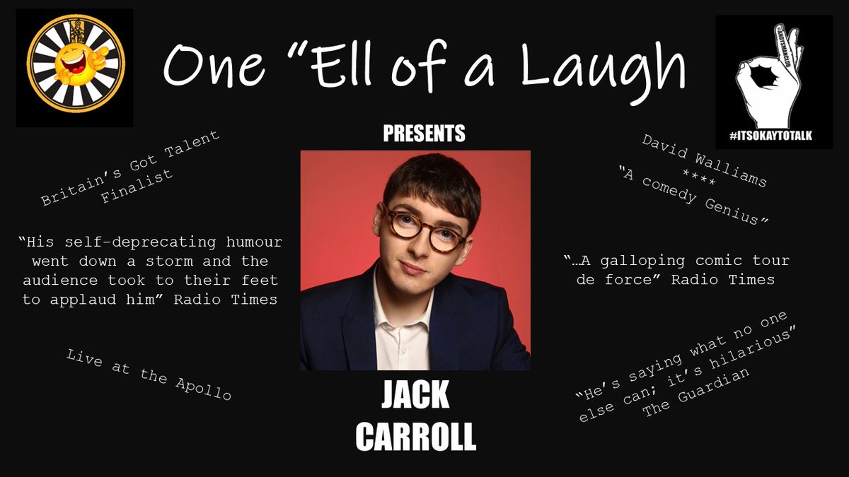 EllandTable's tweet photo. Ladies and Gentlemen, Our second act is the man David Wallaims declared a 'Comedy Genius'.  We are truly honoured to announce that Jack Carroll @fatjacko will be performing at One "Ell of a Laugh on behalf of @andysmanclubuk.  Please go to https://t.co/NwoYEBEac4 for tickets. https://t.co/jB3yXkfBAc