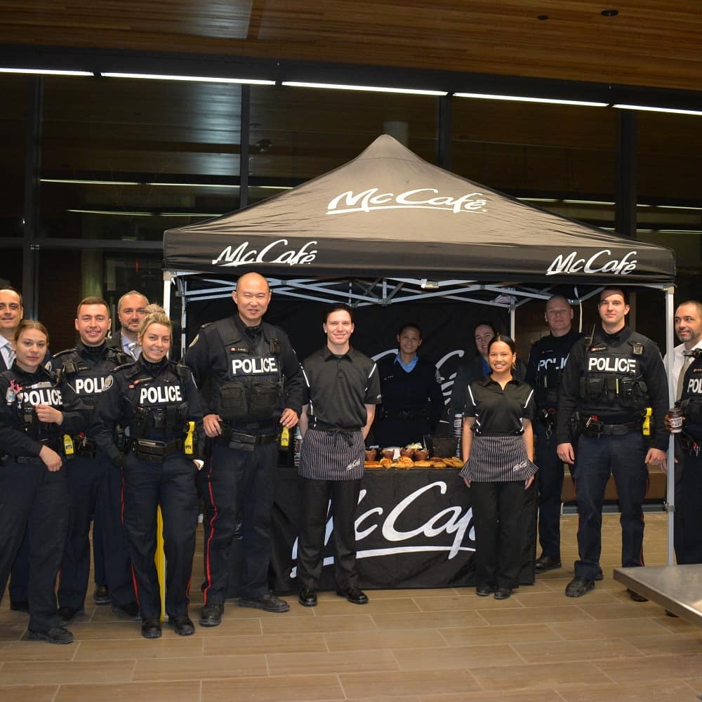 TPSVIDOT's tweet photo. Thank You McDonalds for treating 14 Division To McCafe Coffee, and Treats. This was to celebrate another successful toy drive by 14 Division and Detective Mansour in support of Ronald McDonald  House. #ronaldmcdonaldhouse @ronaldmcdonaldhousecharity  @torontopolice  @TPS14Div https://t.co/1CcdlFVtaT