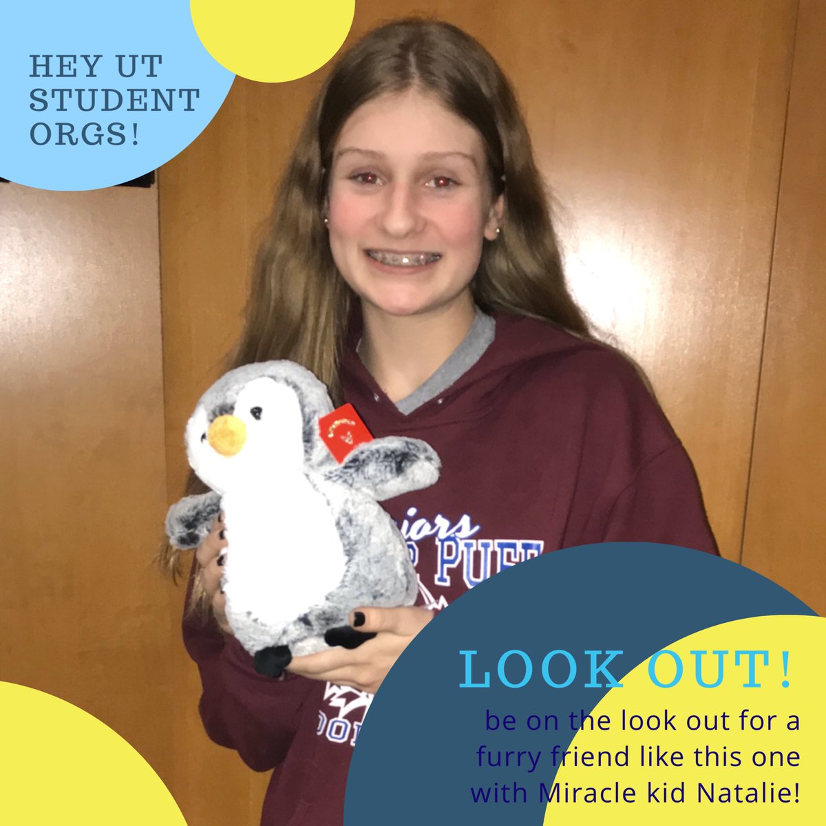 UTRockeTHON's tweet image. Hey UT student orgs!! Be on the look out this next week or so for a gift like this one pictured with Miracle Kid Natalie! 👀💚 #cmn #dancemarathon #rockethon #gift