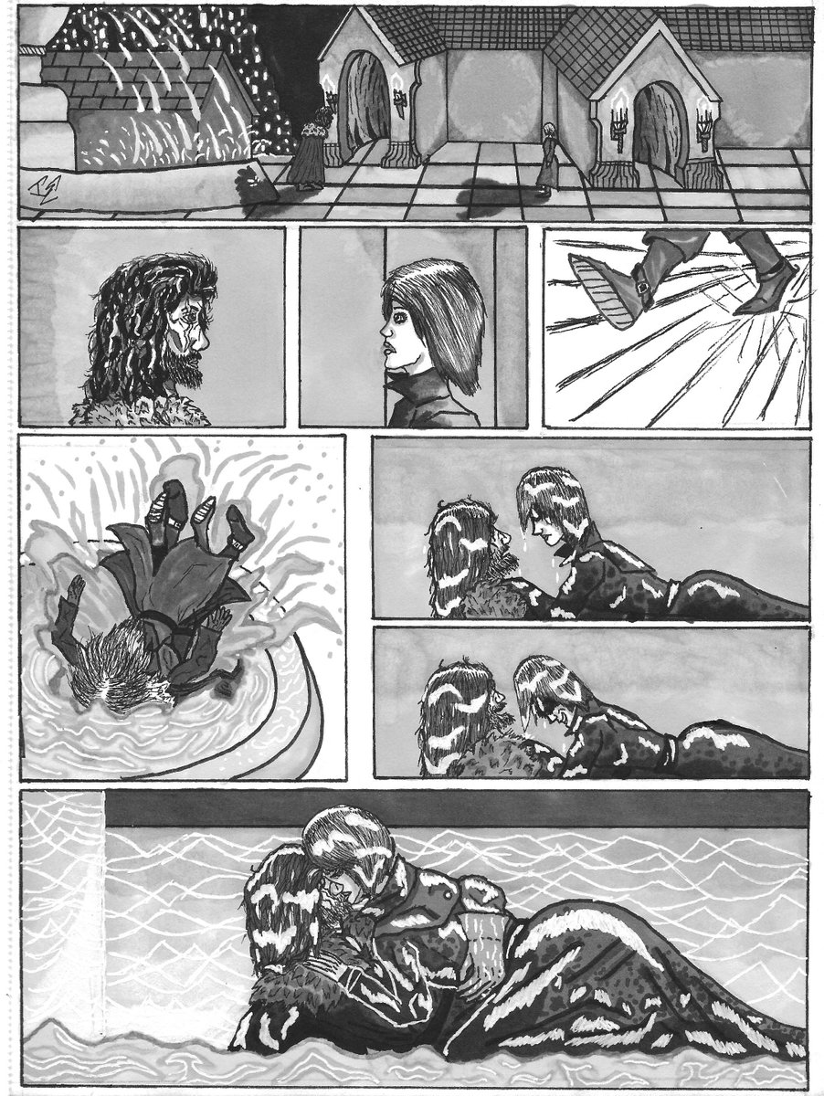 A belated Valentines SplashA comic based on a scene between two characters from my friend and I. I love them both too much.#art #comics #ValentinesDay2020 #prismacolor #Romantic