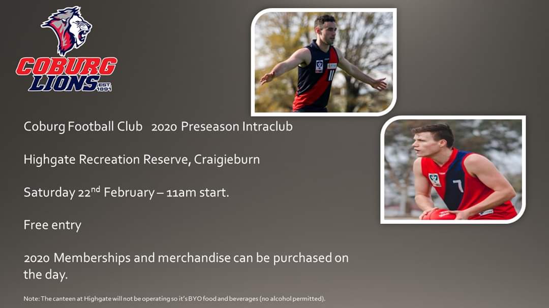 The team lists are on for the club's intraclub practice match today.

Get to Highgate Recreation Reserve at 11am to see all the action.

#WeAreCoburg