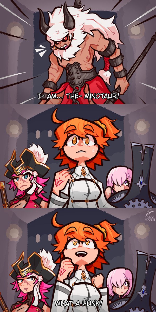 [click to see whole]

That's how Okeanos went, right? Right???
A commission for <a href="/revengehog/">small funny🦔🇵🇸</a> and her brilliant idea.
#FateGrandOrder #FateGO  #FGO #fanart