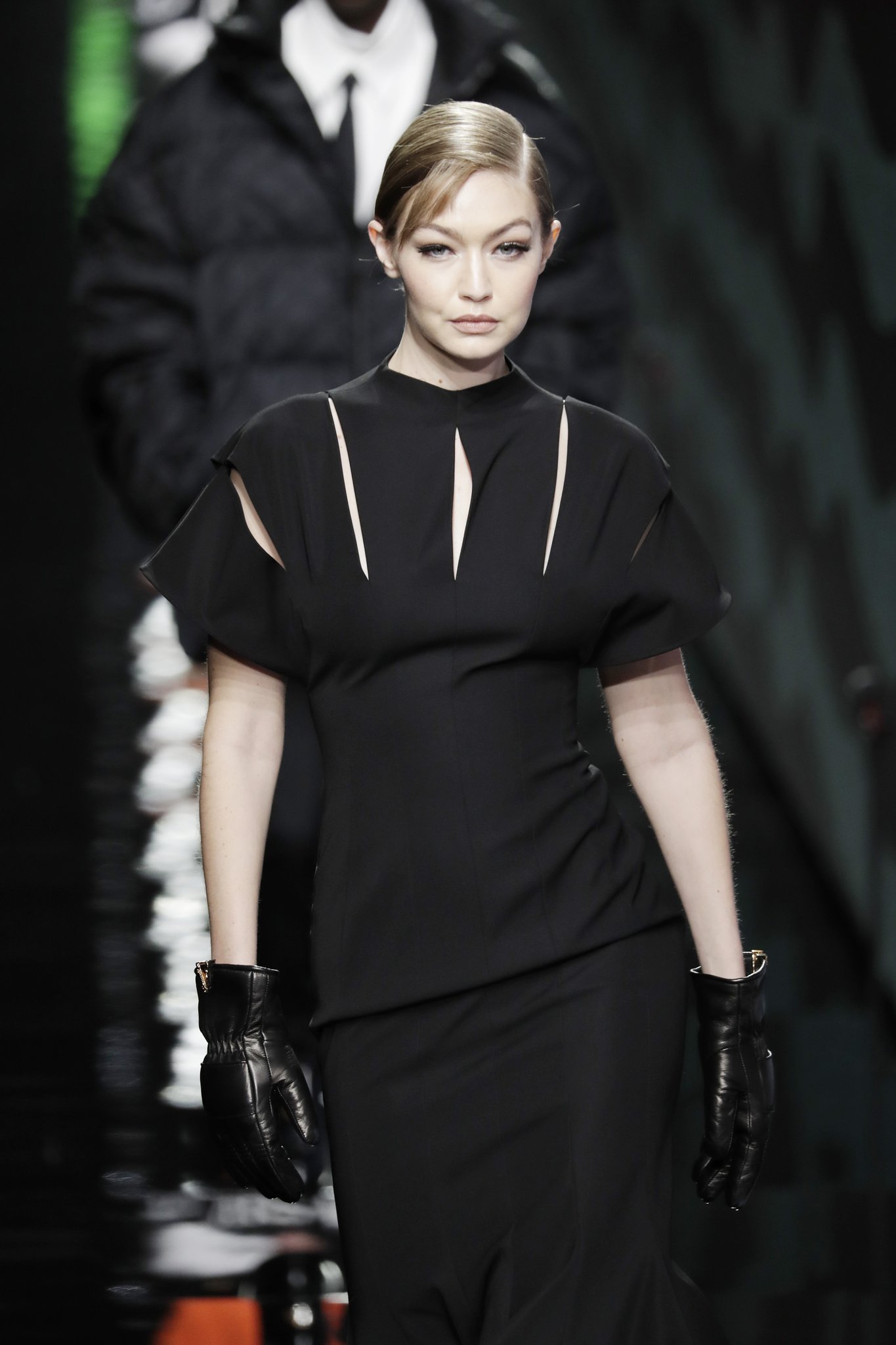 February 20, 2020 (Gigi walking for Prada AW20 Fashion Show in Milan)