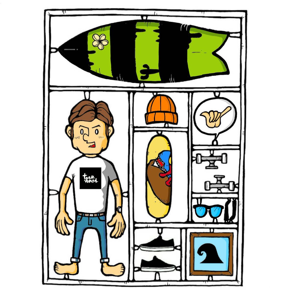 直井 徹 プラモデル プラモデル イラスト イラストレーション オモチャ Plasticmodel Illust Illustration Illustration Surfing Surfer Toy