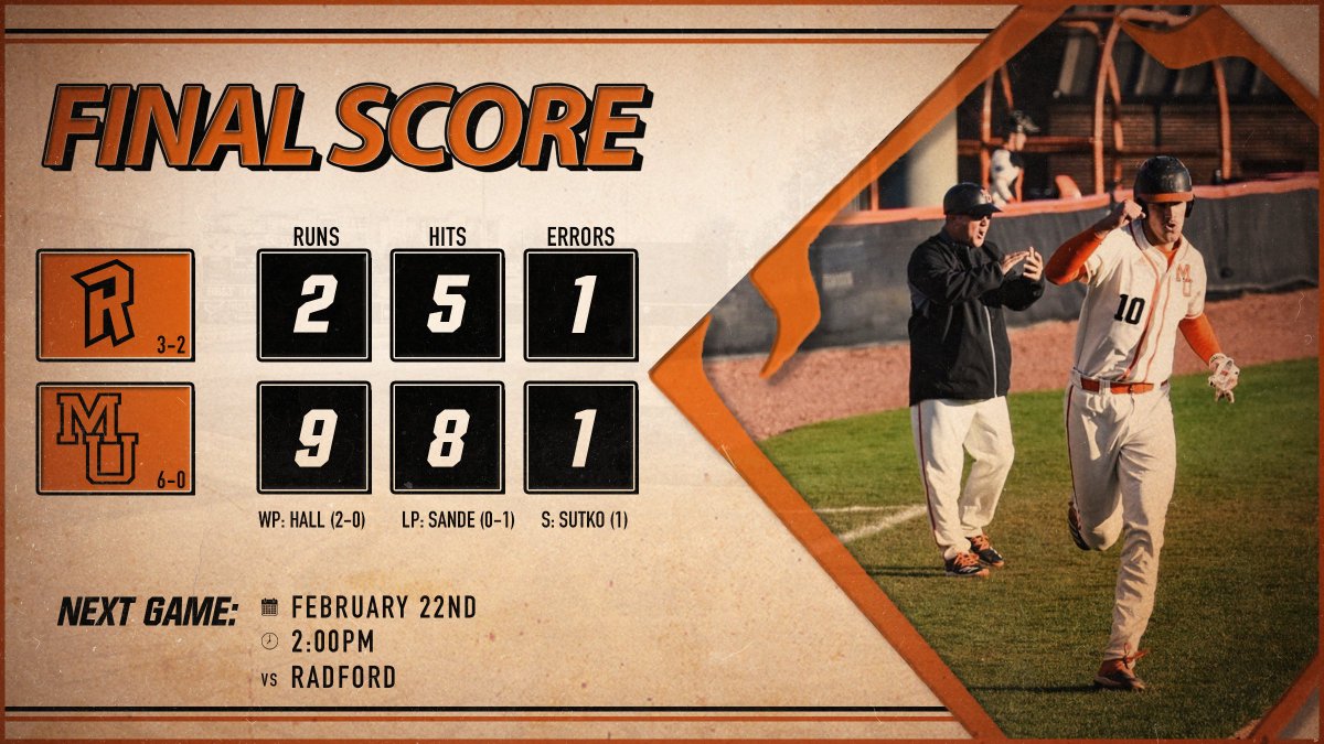 MercerBaseball's tweet photo. Bears Win! Mercer improves to 6-0 on the season!

See you tomorrow at OrthoGeorgia Park!

#LightTheBridge | #WinnersWin https://t.co/aSa3xu2DzQ