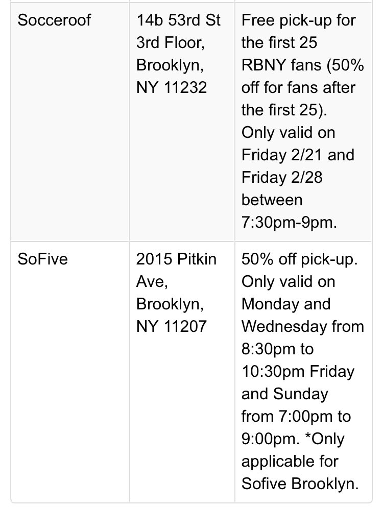 Brooklyn_AYSO's tweet photo. Hey, #RBNY fans, check out these #CountdowntoKickoff deals the team is offering in BK! #Sofive #Soccerroof https://t.co/4jUkBLGAkM