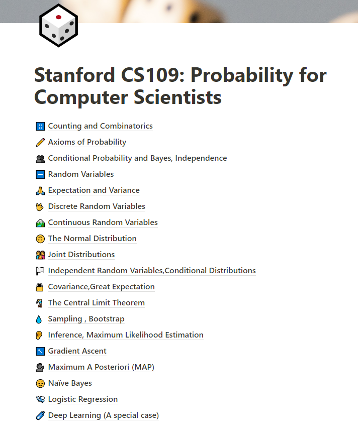 BenrissoulW's tweet photo. Hello World !
First of all I would like to thank @Stanford for sharing courses like #CS109 publicly.
I had so much pleasure (re)learning this stuff and writing my own notes.
Here is the link to them : happy learning :)
https://t.co/b8Kepf4Rwu https://t.co/M7UYwqj9u8