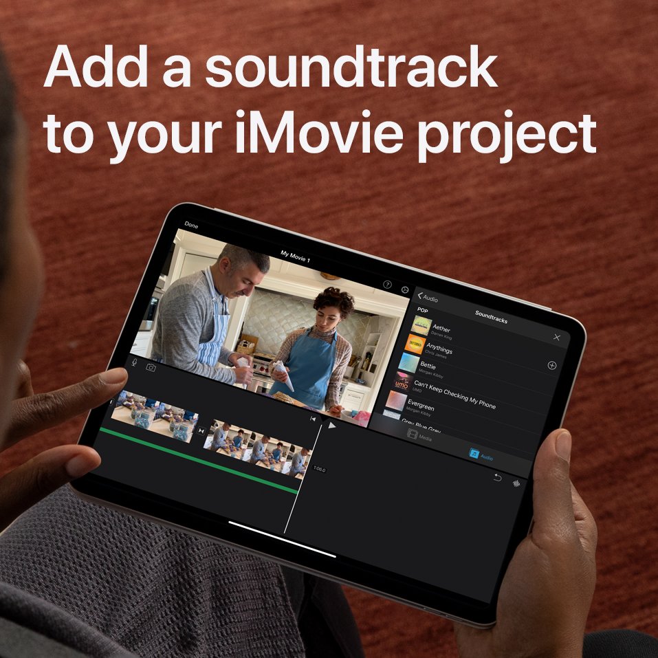 Add a soundtrack to your iMovie project.