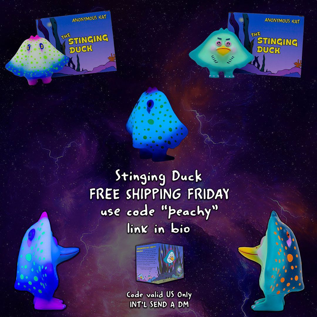 spankystokes's tweet photo. Pre-Order Stinging Duck and $ave 💰with Free Shipping Friday!! Today Only!! https://t.co/OtPYqAPooP #AnonymousRat #Artist #FreeShipping #LimitedEdition #SpankyStokes https://t.co/4CY6iOO2Ob