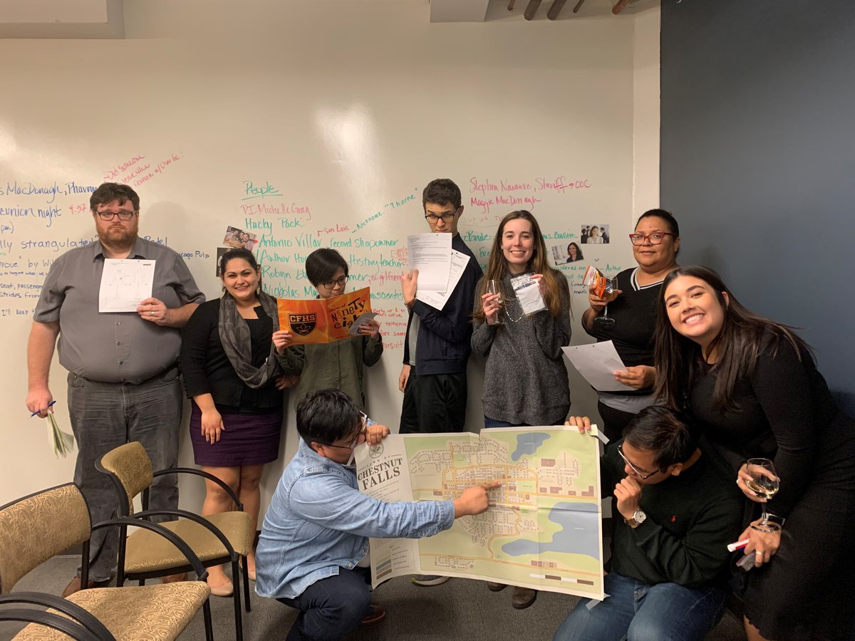DailyBrew's tweet photo. PR professionals by day, super sleuths by night! For the past few weeks, SJ Hoffmanites used their Sherlock Holmes alter-egos to solve a mysterious (and thankfully fictitious) murder in Chestnut Falls. #InsideHA 🕵️♀️🕵️♂️ https://t.co/ut9kCrL7GJ