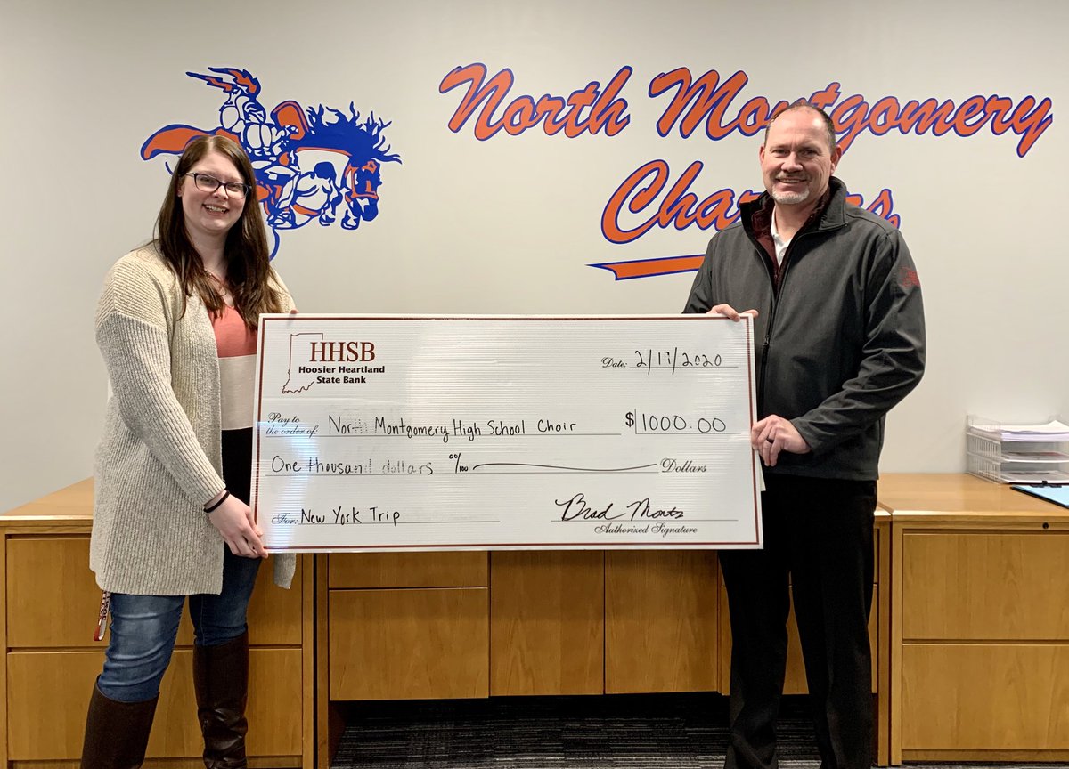 A sincere THANK YOU to Hoosier Heartland State Bank for the generous donation toward our New York travel expenses!