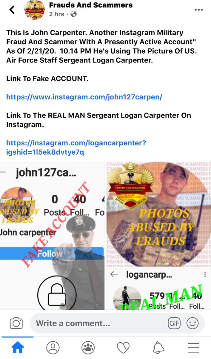 Scamalert111111's tweet photo. #follow
Stolen identity
#scam #cia #illegal #scammersofinstagram #scammys #scammer #scampi #scamming #scamming #instagramscammers #leomarsh #marsh #leo #jonathanmarsh #stolenidentity #marshwoods #militarymarsh #stolen #stealing #clicktoseemore #share https://t.co/wUswMtRObs