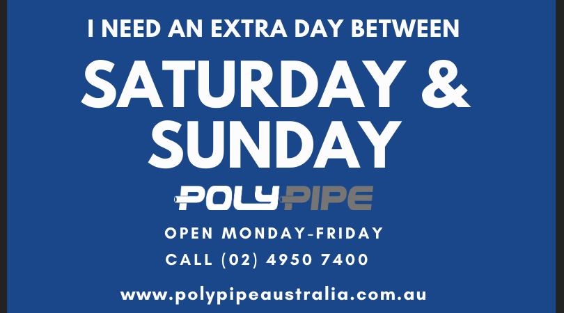 PolyPipe_Aus's tweet photo. Who else needs an extra day between Saturday &amp; Sunday? 🙋‍♀️🙋‍♂️

#wishfulthinking #moreweekend https://t.co/QiFn8iRhnp