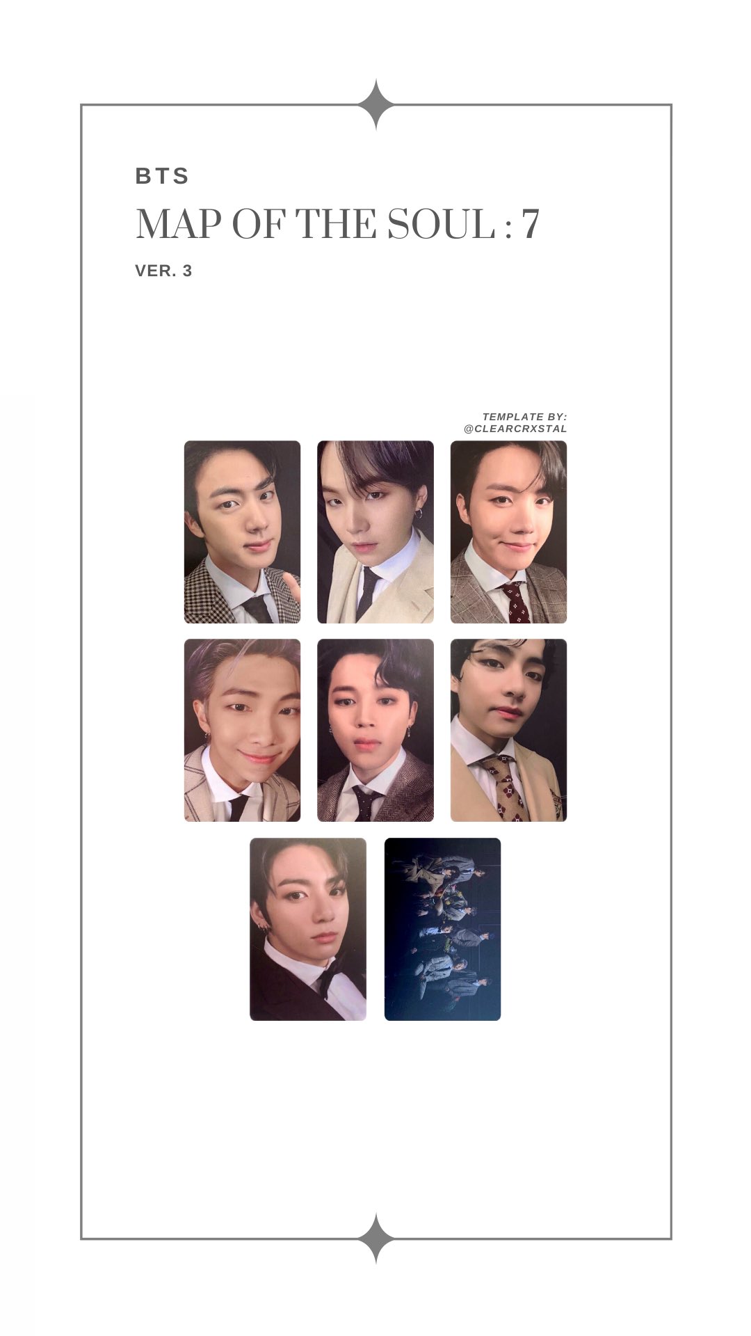 Map Of The Soul 3 Angela On Twitter: "Bts Album Wishlist Template Map Of The Soul: 7 All  Members Photocard / Pc Ver. 1, 2, 3, 4 Please Do Not Crop!  Https://T.co/Fg23Ref85B" / Twitter