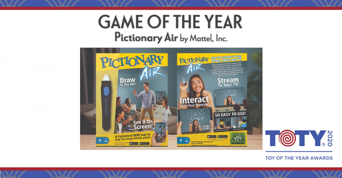 Congratulations to Pictionary Air by <a href="/Mattel/">MATTEL</a>, winner of Game of the Year Award! #TOTY20 #TFNY #boardgames #pictionary