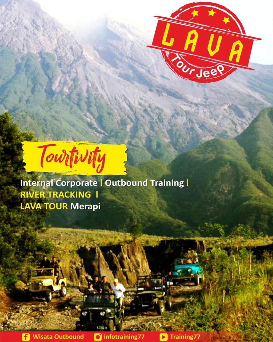 infotraining77's tweet photo. Keseruan NgeJEEP Bareng Training77 di LAVA TOUR MERAPI YUK lihat keseruannya di https://t.co/dWr2WzYsU3
#training77 #lavatour #jeep #jeeplavatour #jeepmerapi #outboundtraining #wisataoutbound #wisatakaliurang #wisatakaliadem #wisatajogja #outboundklaten #outboundmurah https://t.co/dQzBlZQN8D