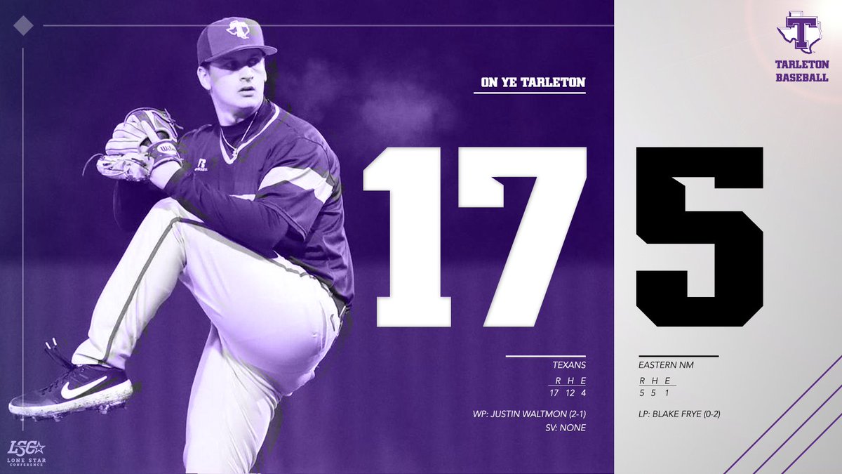 Tarleton Athletics (@TarletonSports) on Twitter photo 22/02/2020 02:45:08 The Texans earn the victory over ENMU in game one of the series! #OnYeTarleton | @TarletonBase The Texans earn the victory over ENMU in game one of the series! #OnYeTarleton | @TarletonBase
