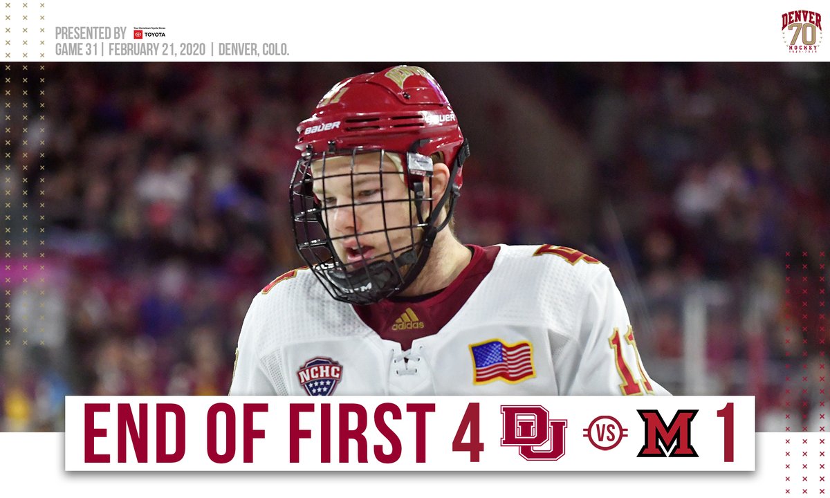 DU_Hockey's tweet photo. First period hatty for @98_ward. No big. #PioneerTogether https://t.co/GcGp3AOAGh