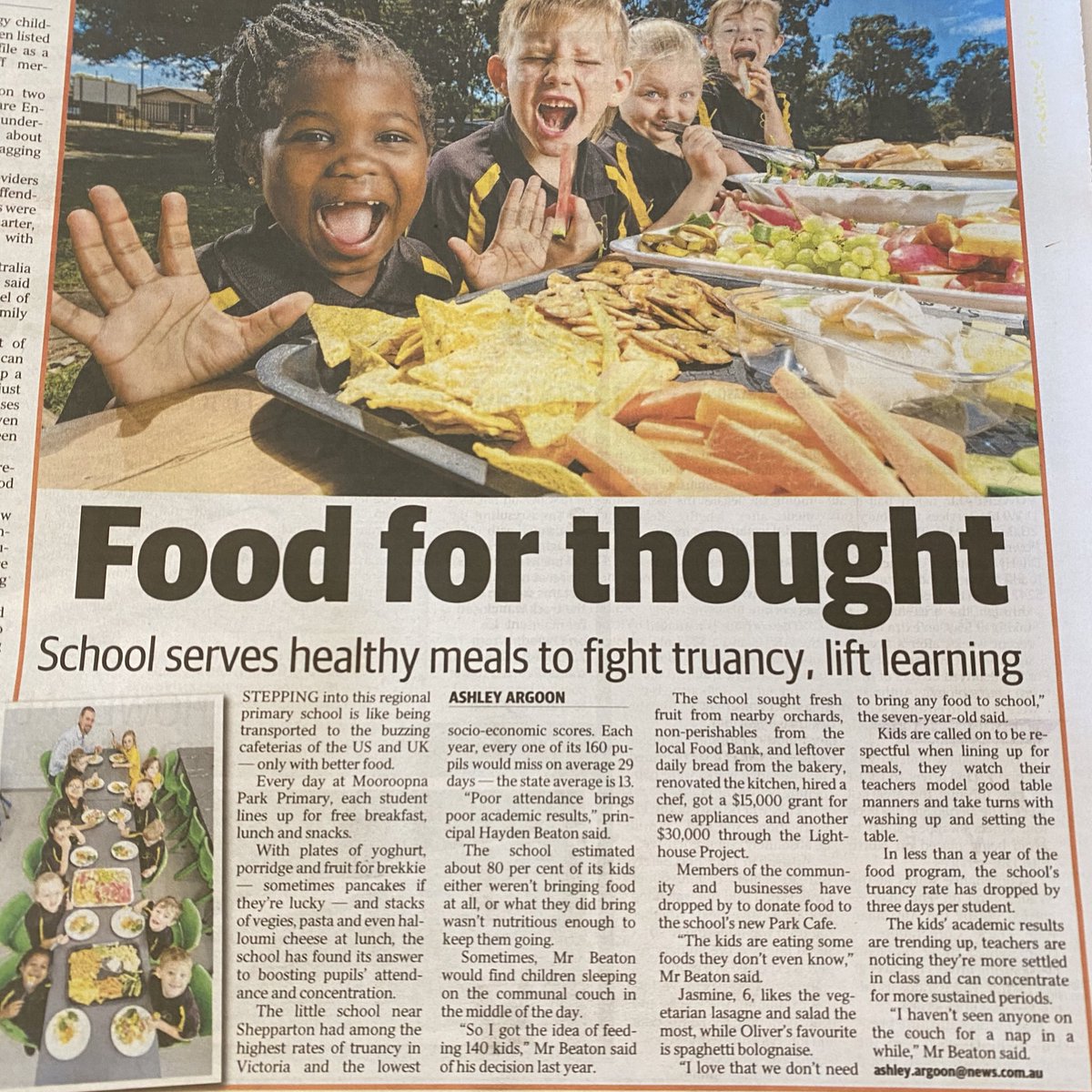 LOVE this! 👏 Well done #Mooroopna Park Primary School for leading the way.
With the majority of kids’ diets being consumed at school, we need more models like this!
Note the school also saw academic performance benefits.
#auspol #springst <a href="/VicHealth/">VicHealth</a>