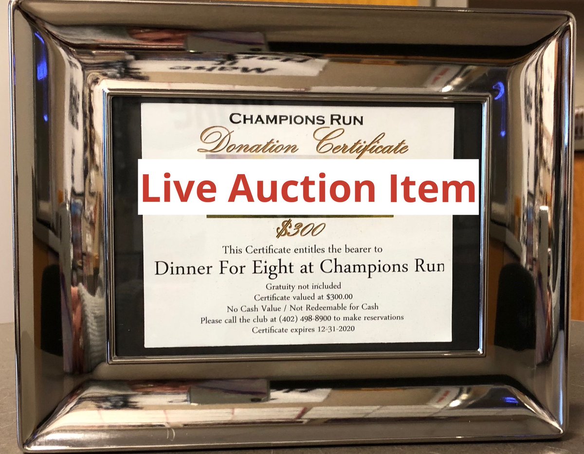 monarch_booster's tweet photo. Dinner for 8 at Champions Run! #liveauction #backernight2020 https://t.co/zHd3YTvKGN