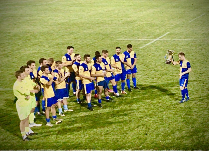 sydneyunisfc's tweet photo. Our Men’s 1st Grade team re-claimed the Kennard Cup last night in a thrilling 3-2 win over @UNSW #uptheuni #silverware #susfc https://t.co/dO5dawTELQ