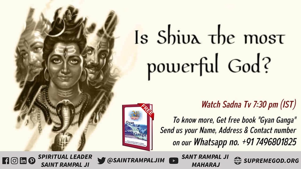 #Mahashivratri 
All the mandleshwars, Acharyas and Shankaracharyas are misleading the innocent public by making serious mistakes in translating BHGAVAD GITA. 
Only Saint Rampal Ji Maharaj is doing right translation...
To Know More 
Watch Sadhna TV-7:30pm
#MahaShivRatri2020