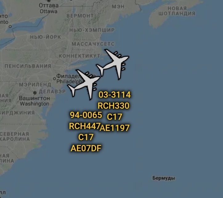 is_keelu's tweet photo. USAF
Boeing C-17A Globemaster III

#RCH330 03-3114 #AE1197

#RCH447 94-0065 #AE07DF

Both spotted on the east coast heading across the pond. https://t.co/7czoWAetRS