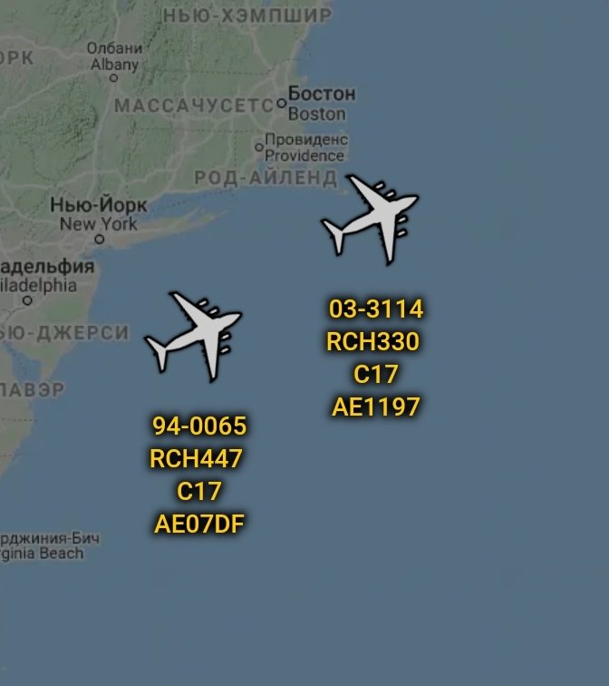 is_keelu's tweet photo. USAF
Boeing C-17A Globemaster III

#RCH330 03-3114 #AE1197

#RCH447 94-0065 #AE07DF

Both spotted on the east coast heading across the pond. https://t.co/7czoWAetRS