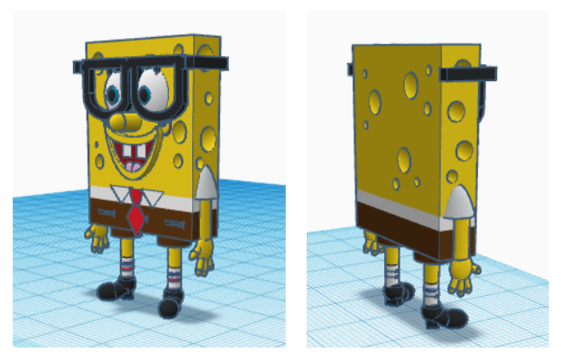 karastucky's tweet photo. We've been using @tinkercad to learn about 3D design in 6th grade. Here's an amazing SpongeBob created by one of my students. #DesignTechnology #lifeatics #3Ddesign #SpongeBob https://t.co/tzBVH5o8pL